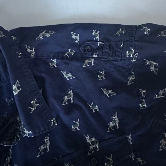 Paper Denim & Cloth Men's Casual Deers Print Button Up Short Sleeve Shirt Sz 3XL - Picture 6 of 9